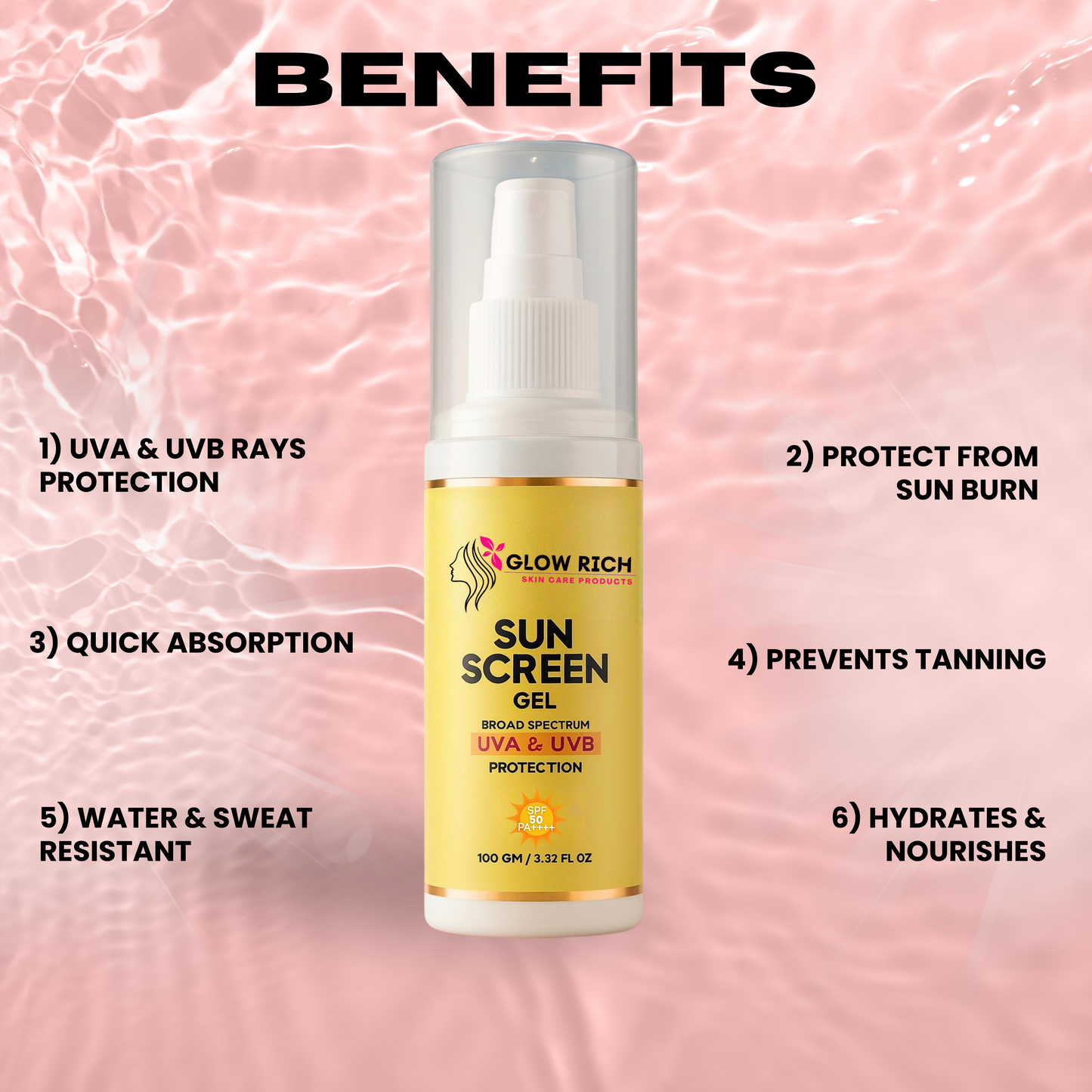 SUN SCREEN GEL SPF 50| PA++++
